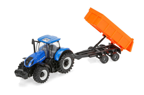 Burago Trattore agricolo con rimorchio assortito, Burago, scala 1:43