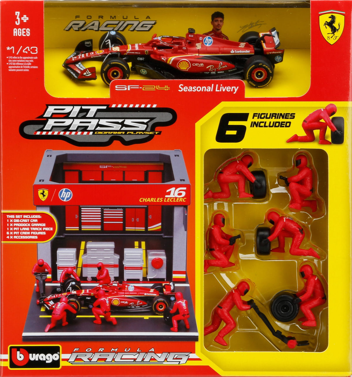 Burago Pit Stop Ferrari SF-24 Leclerc, Burago, scala 1:43