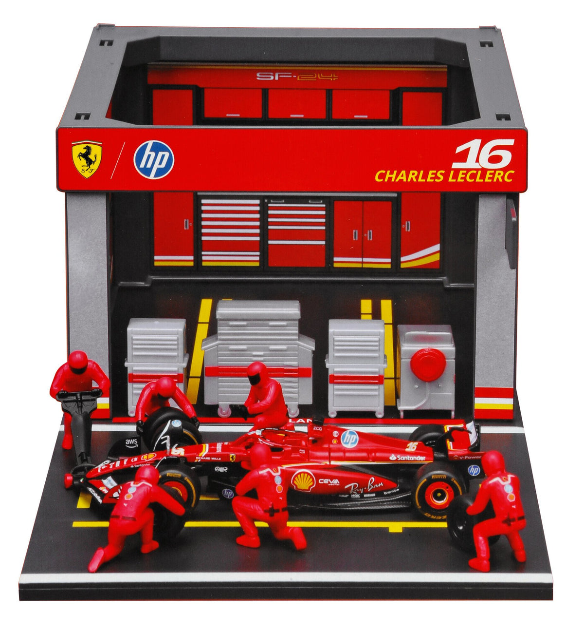 Burago Pit Stop Ferrari SF-24 Leclerc, Burago, scala 1:43