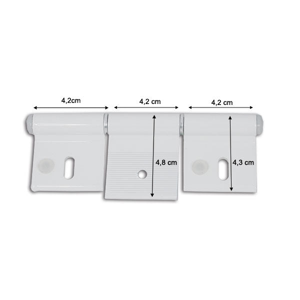 Bisagra de aluminio blanco de 126 mm con 3 agujeros CER501