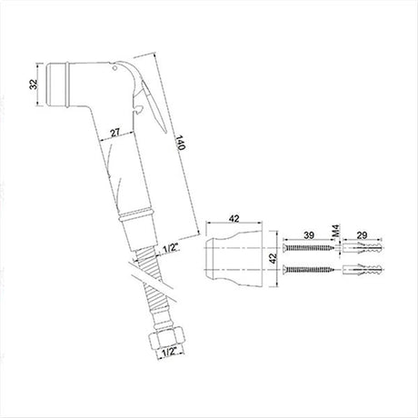 Kit doccia a pulsante con tubo cromato DCE032K