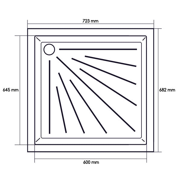 Plato de ducha en PST 645 x 600 x 50 mm DCP102