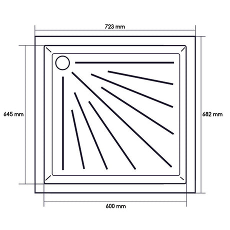 Piatto doccia in PST 645 x 600 x 50 mm DCP102