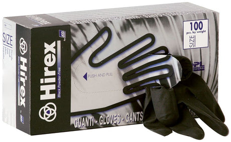 Ico Box 100 Hirex black latex gloves size XL (9-9.5)