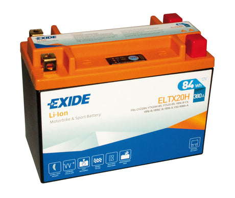 Exide ELTX20H Batteria moto al litio 12V Li-Ion LiFePo4 84 Wh 380 A