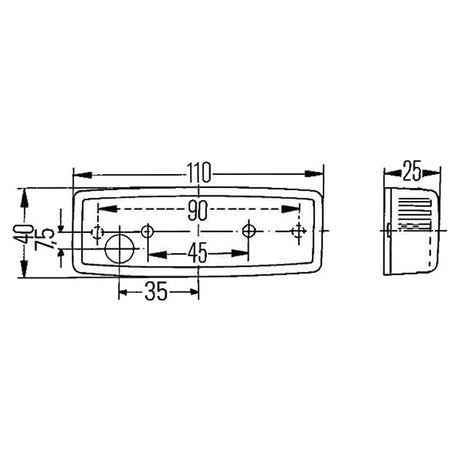 Luce ingombro arancio rettangalore 8032793936336