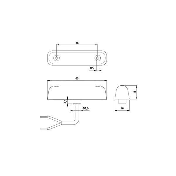 Segnale ingombro posteriore a LED 65x16x6,5 trasparente FNL3312