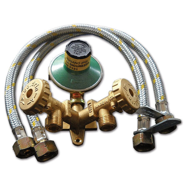 Druckregler für 2 Flaschen mit flexiblen Schläuchen FRN2219