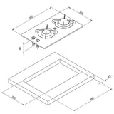 Piano Cottura Crystal 2 Fuochi per Camper FRN357