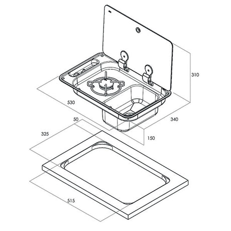Randi 1-Flammen-Kochfeld mit Spülbecken rechts FRN361