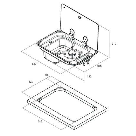 Randi 1-burner hob with left-hand sink FRN362