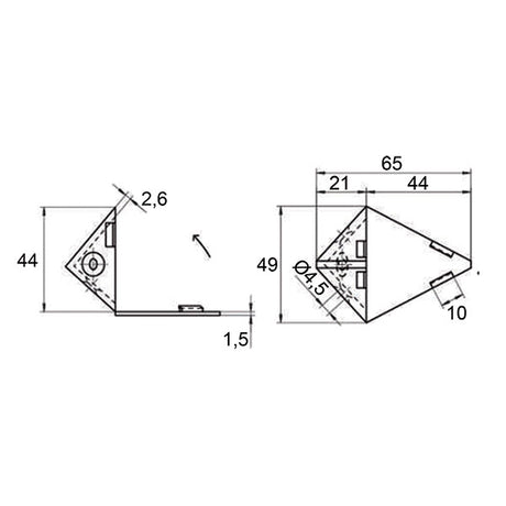 3-hole corner furniture fastener - blister 10pcs FSM01C