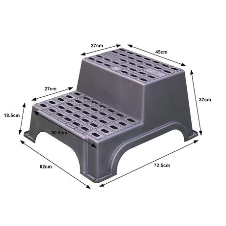 Double Plastic Entrance Step for Camper and Caravan 450 x 250 h 185-370 mm GRA11