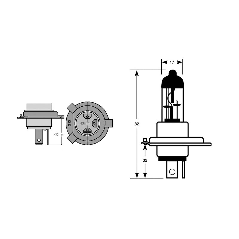 Riatec Lampada H4 12v 60/55W Alogenap43T