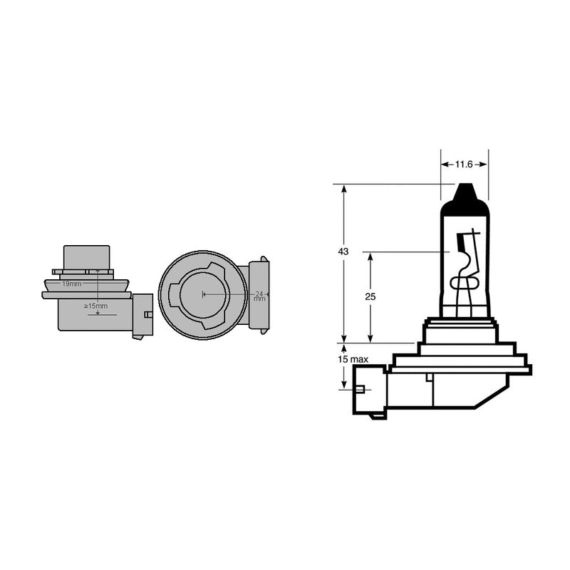 Riatec Lampada H8 12v 35W Alogenapgj19-1