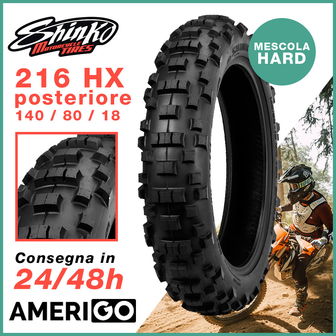 SHINKO Pneumatico 140/80-18 70R TL 216 HX Posteriore Enduro