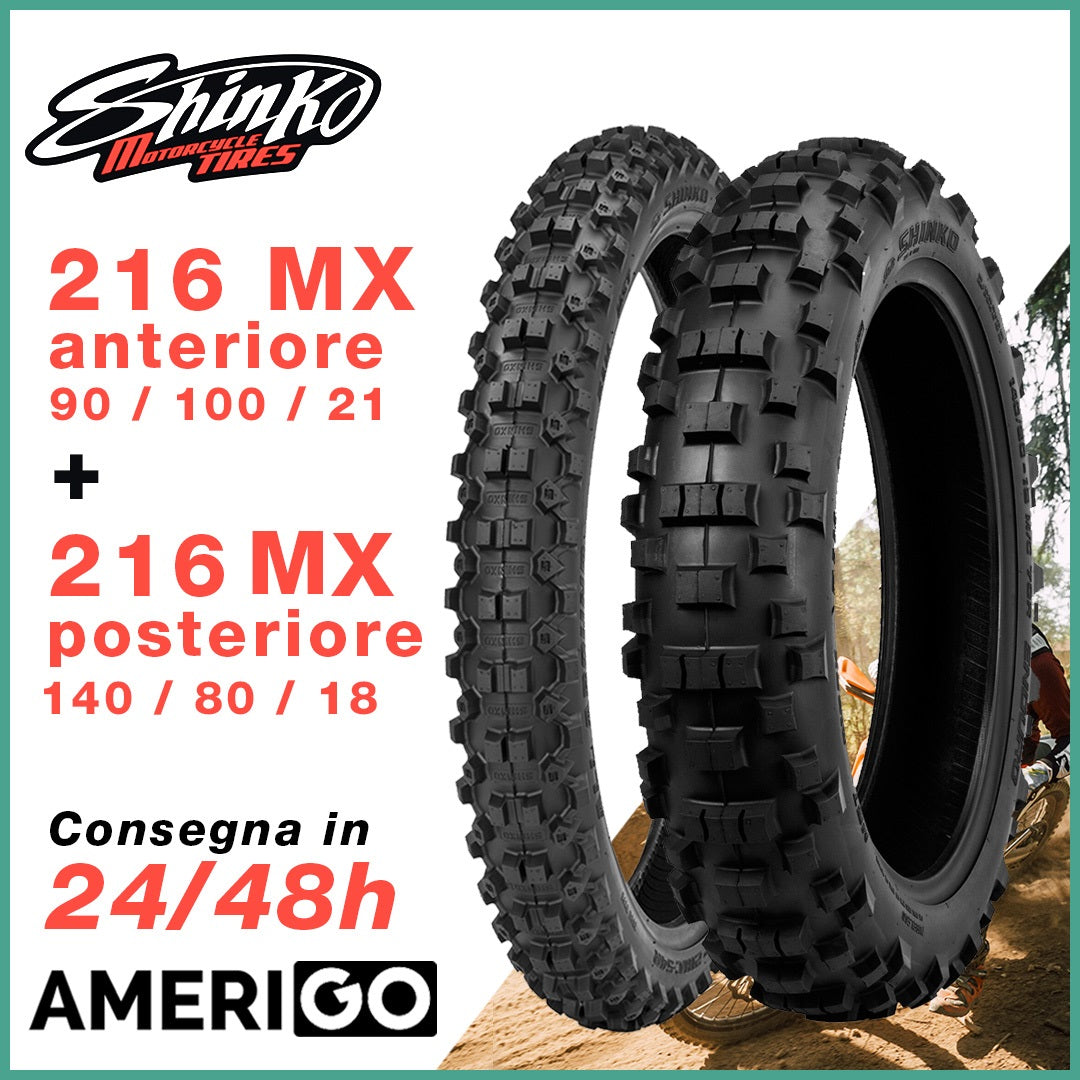 SHINKO Coppia Pneumatici 216 MX 140/80-18 e 90/100-21 57R