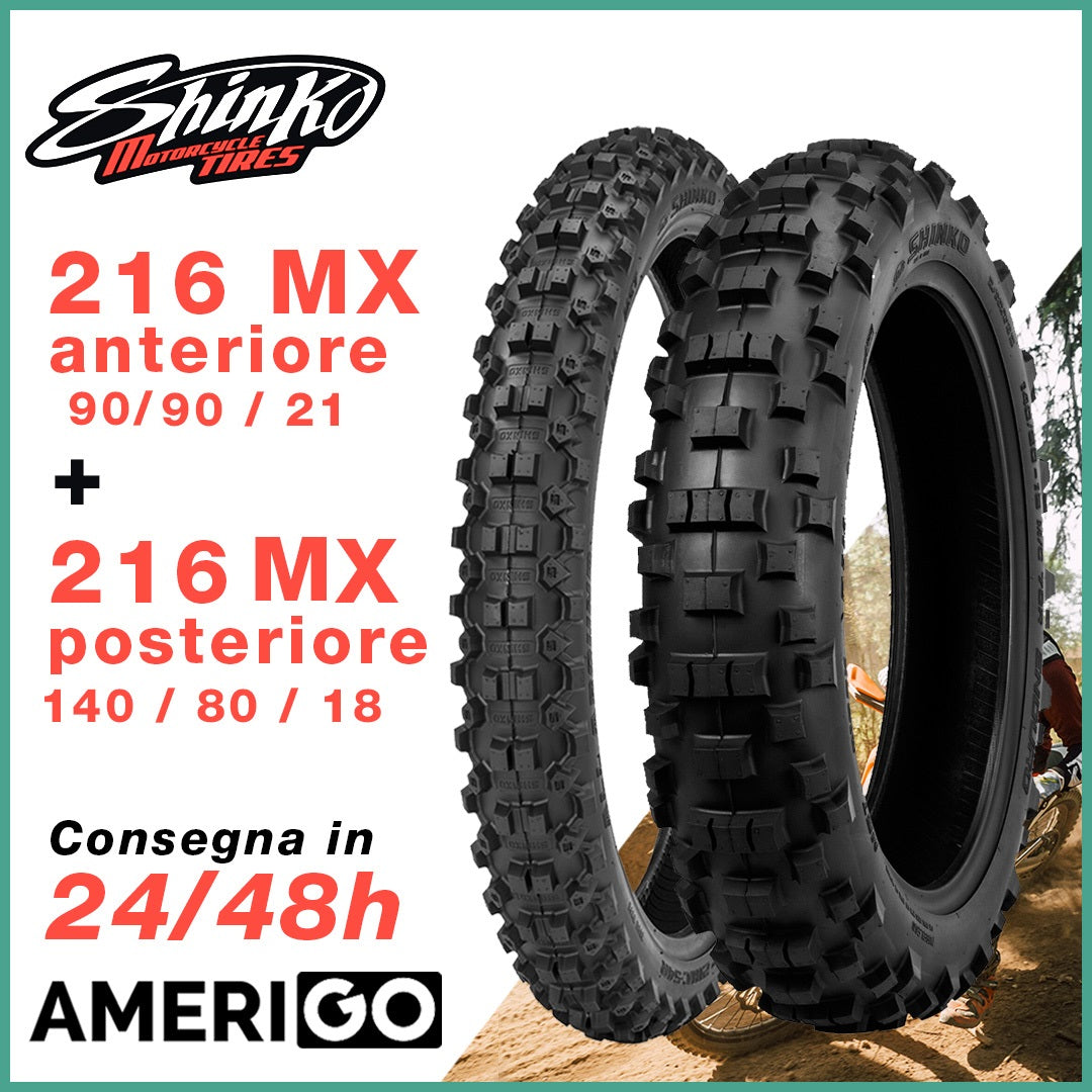 SHINKO Coppia Pneumatici 216 MX 140/80-18 e 90/90-21 54R