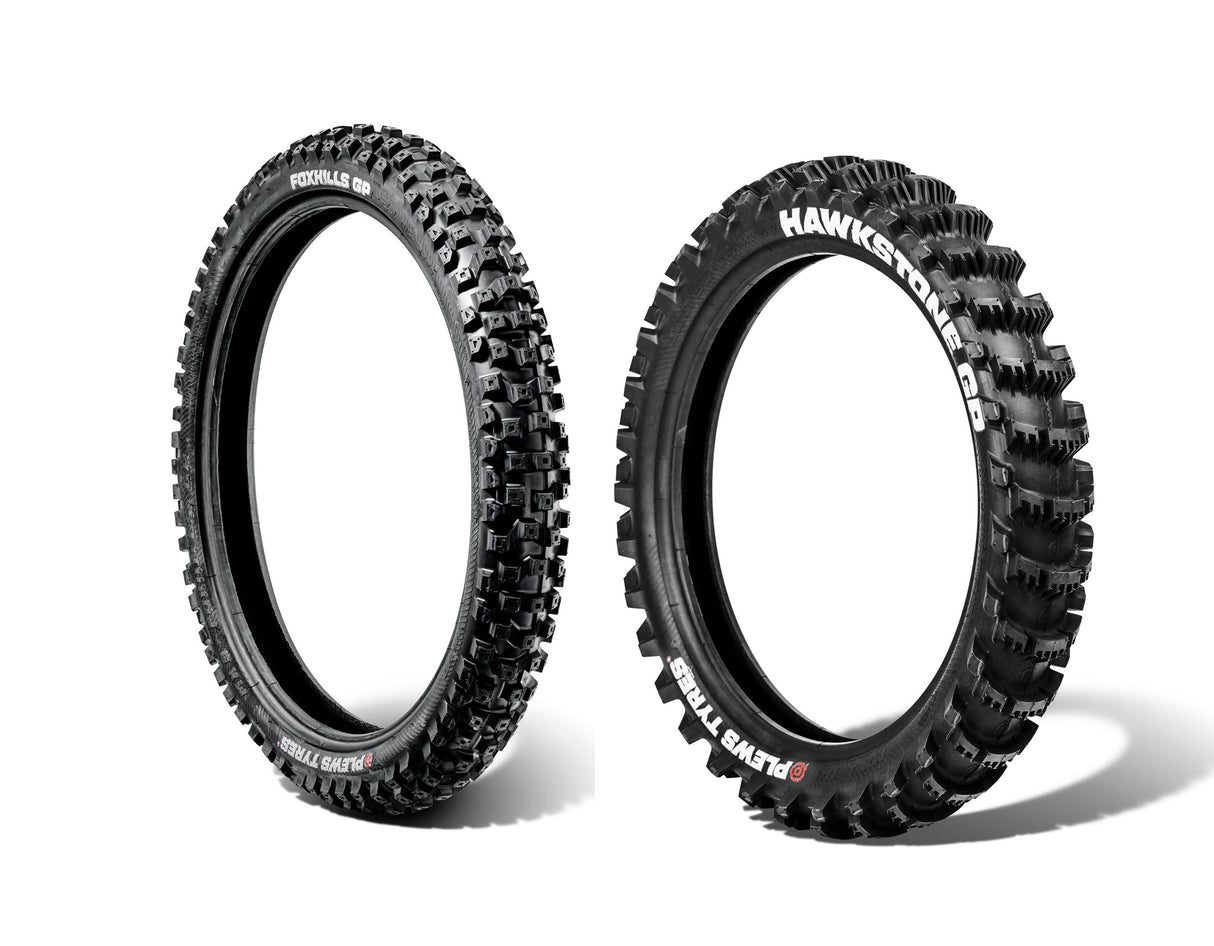 Plews Tyres Coppia Pneumatici FOXHILLS 80/100-21 - Hard MX HAWKSTONE 100/90-19 - Soft MX