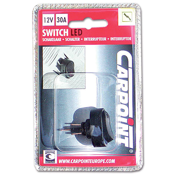Interruptor negro con LED rojo 12V 8711293491414