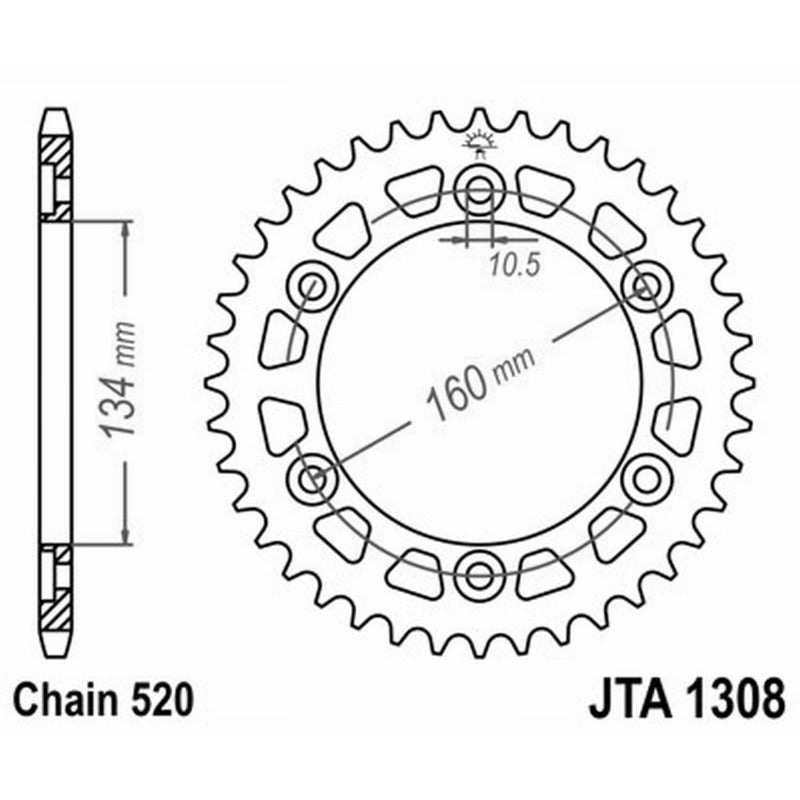 Jt Corona Aluminio 7075T6 Jta 1308 Z42 Blk JTA1308.42BLK