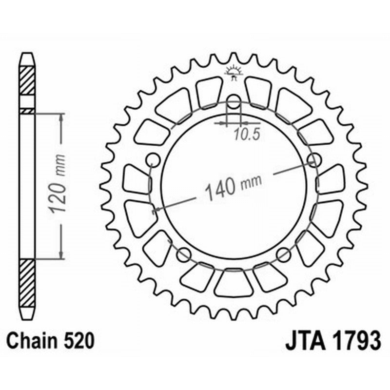 Jt Corona Aluminio 7075T6 Jta 1793 Z44 Blk JTA1793.44BLK