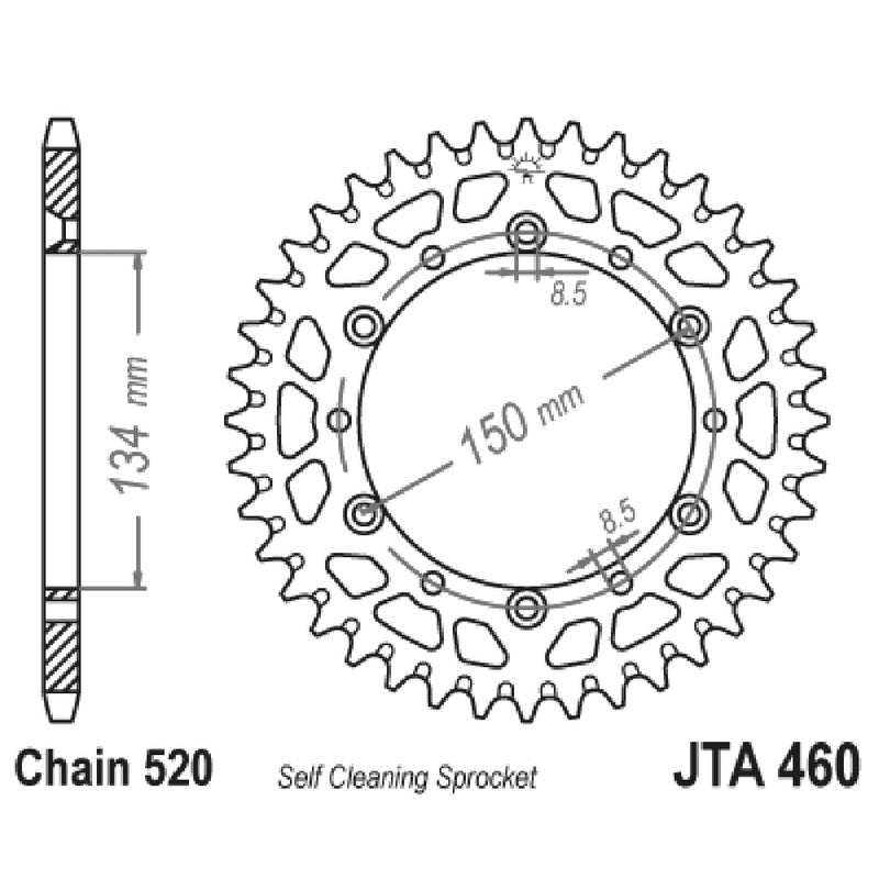 Jt Corona Aluminio 7075T6 Jta 460 Z51 Blk JTA460.51BLK