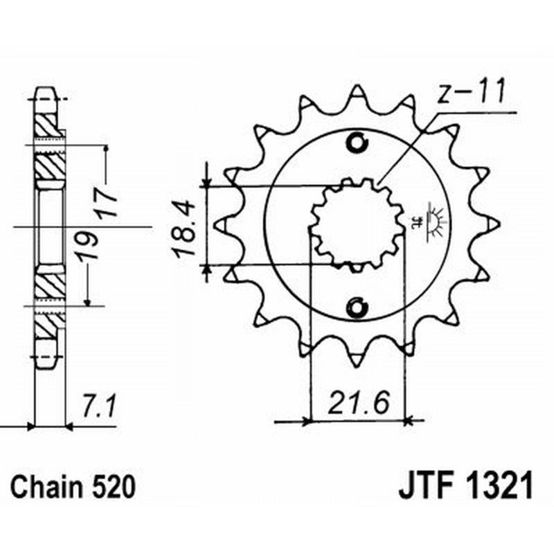 Jt Kettenrad Jt 1321 Z14 Zähne JTF1321.14