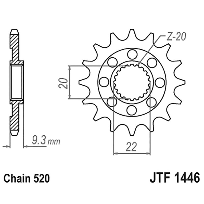 Jt Pignone Jt 1446 Z14 Sc denti JTF1446.14SC