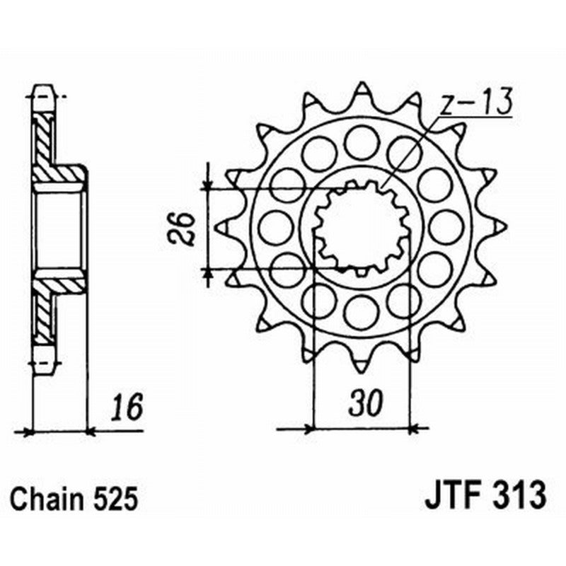 Jt Pinion Jt 313 Z16 teeth JTF313.16