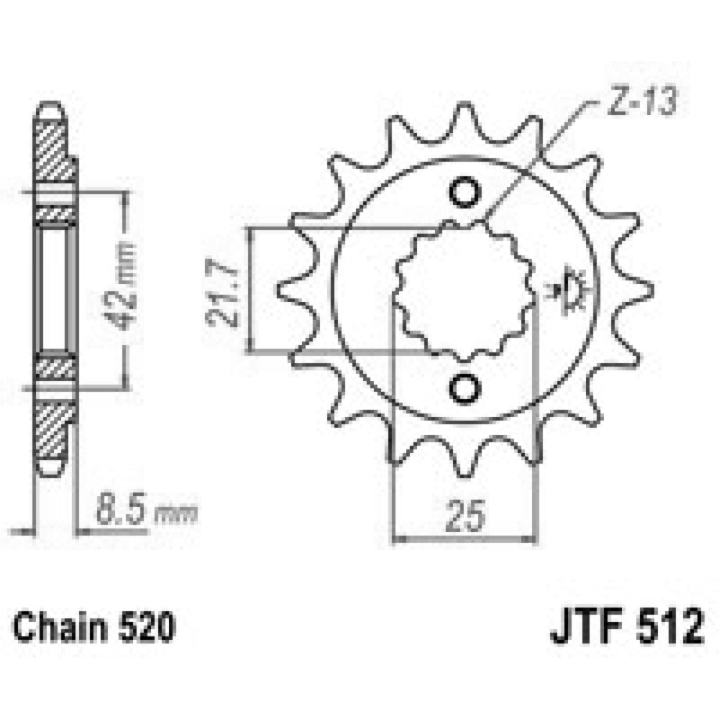 Jt Pignone Jt 512 Z17 denti JTF512.17