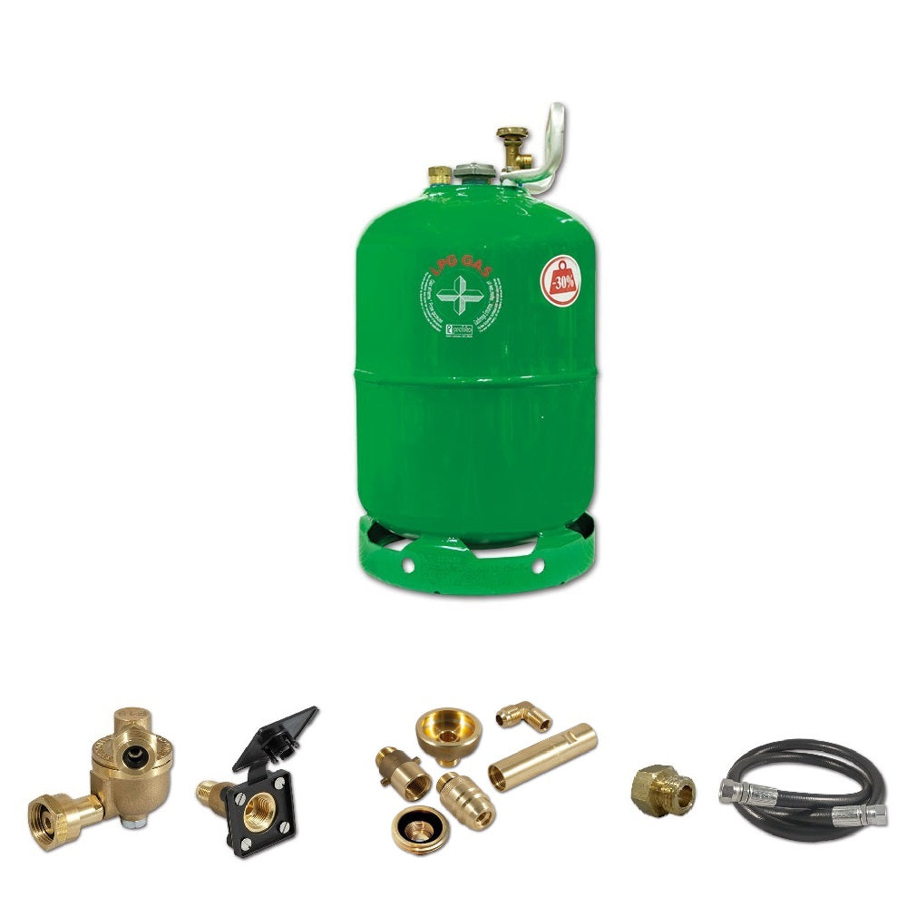 PRAKTO CAMPER VAN Gasflaschen-KIT 26,3-Liter-Zylinder + EUROPA-KIT UND DÜSE