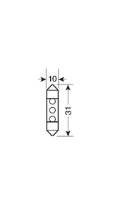 Pilot 12V Lampada siluro 3 Led - 10x31 mm - SV8,5-8 - 2 pz - Scatola - Bianco