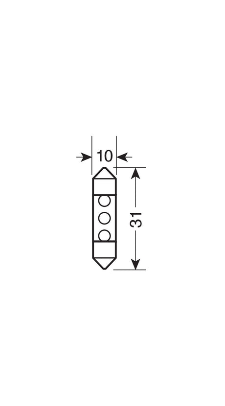 Pilot 12V Lampada siluro 3 Led - 10x31 mm - SV8,5-8 - 2 pz - Scatola - Bianco