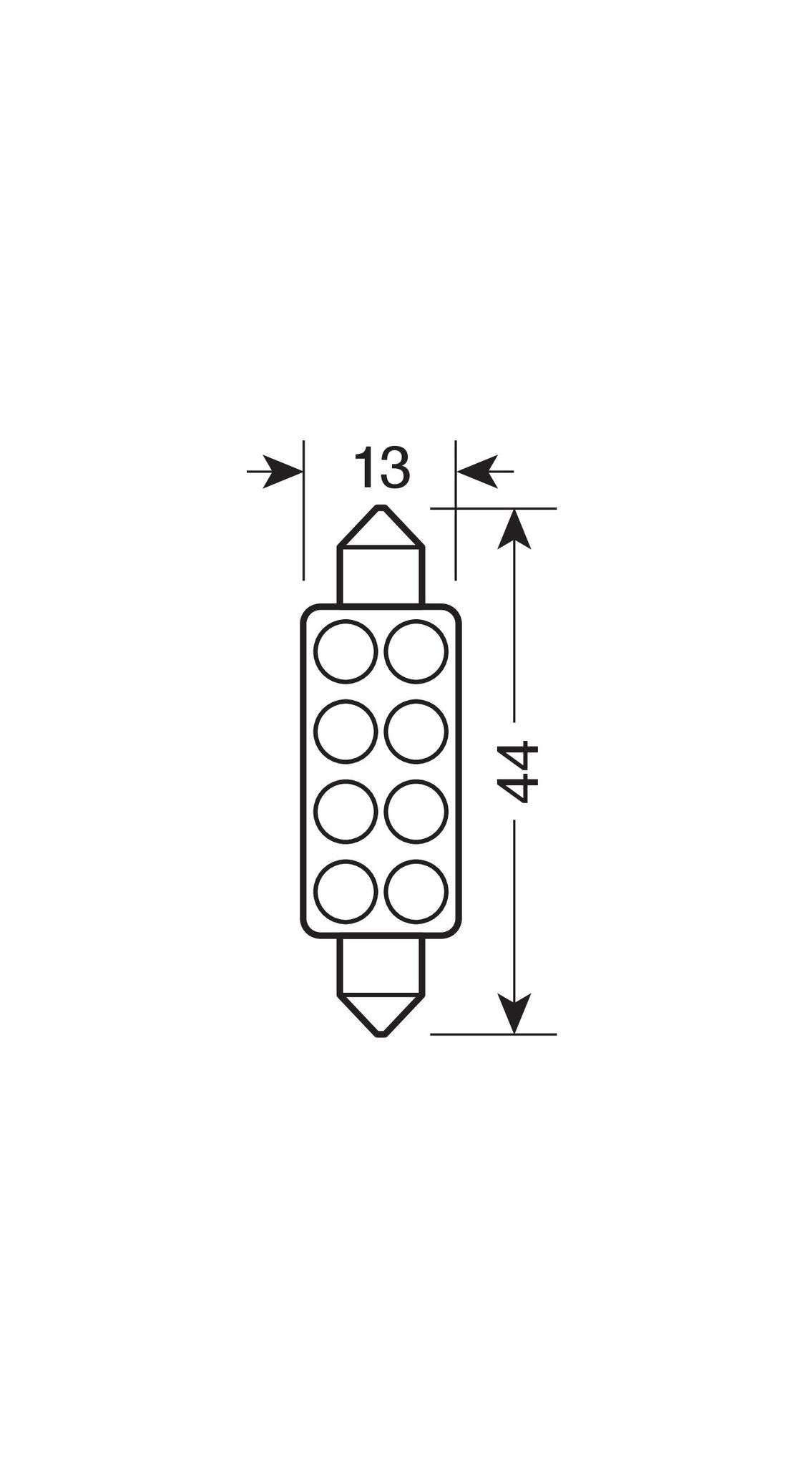 Pilot 12V Lampada siluro 8 Led - 13x44 mm - SV8,5-8 - 1 pz - Scatola - Blu