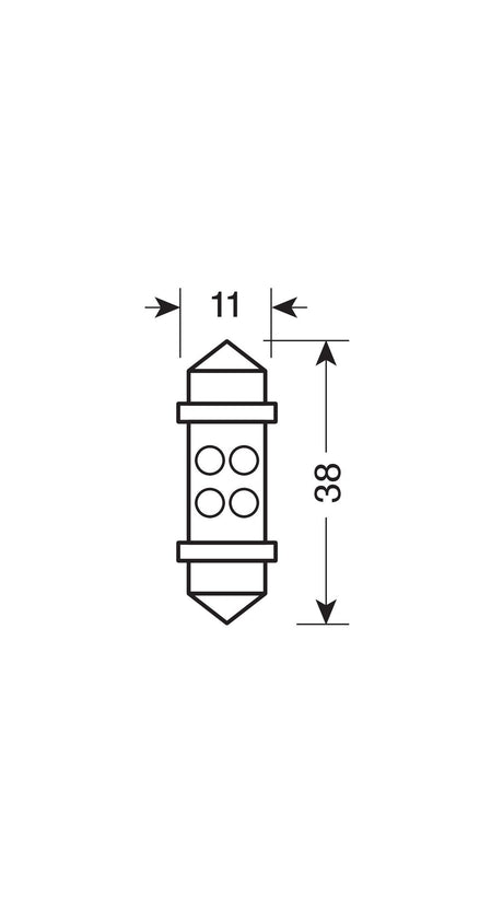 Lampa 24V Lampada siluro 4 Led - 11x38 mm - SV8,5-8 - 2 pz - Scatola - Bianco 98358