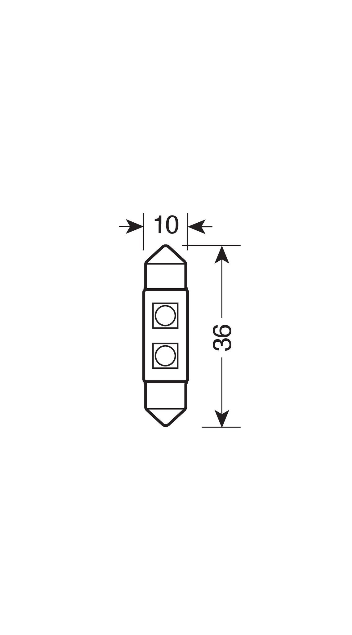 Pilot Hyper-Led 6 2 x3 chips C5W 10x36 mm SV8,5-8 1 pz Bianco Resistenza inc