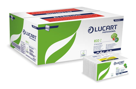 Lampa Asciugamani piegati a "Z" Lucart Eco Z, 23x23,5 cm, 2 veli, goffrato bianco, 220 fogli - Conf. 18 pacchetti L864014