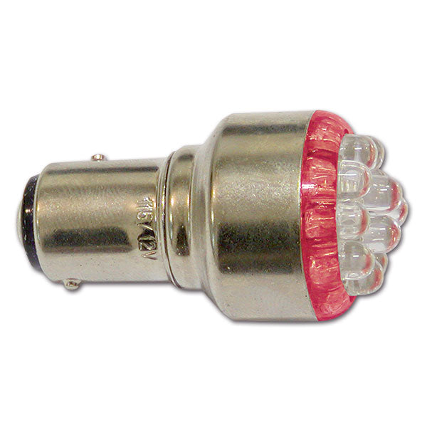 Lampadina attacco ba15d a 12 led rossi LMA9203