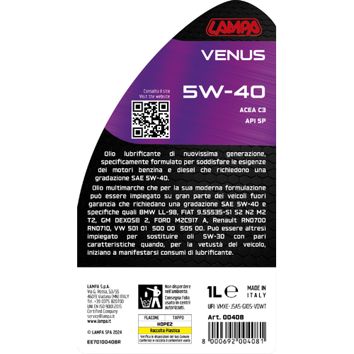 Aceite de motor para coche Lampa Venus 5W-40 - 1 L 00408