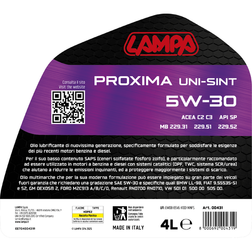 Lampa Proxima Uni-Sint 5W-30, Motoröl für Pkw - 4 L 00431