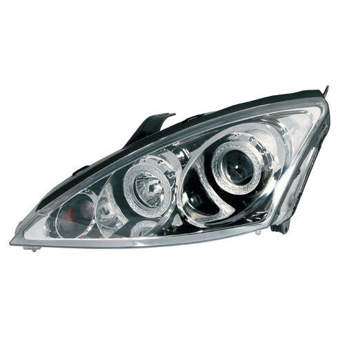 Par de faros delanteros Angel Eyes de Pilot - Compatible con Ford Focus (10/00-12/04) - Cromados