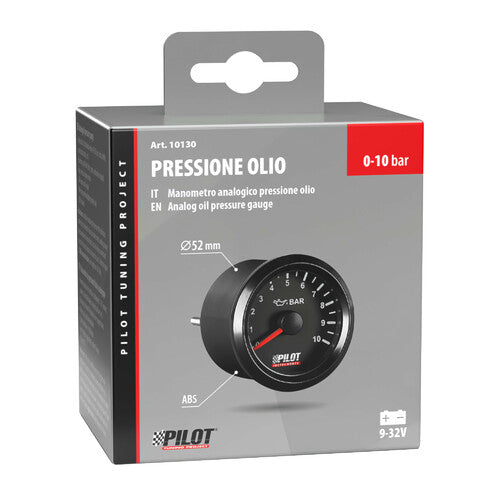 Manómetro analógico Pilot Black, presión de aceite - 2 (52 mm)