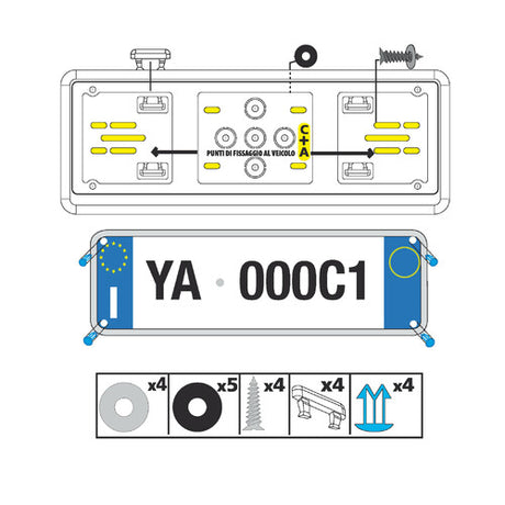 ABS Front License Plate Lamp - Chrome