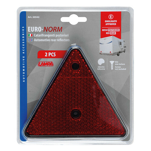 Lampa Euro-Norm catarifrangenti triangolari - 150x130 mm - Rosso 20542