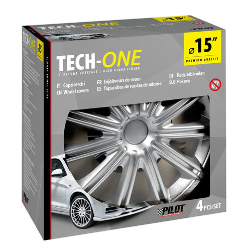 Lampa Radkappen, 4 Stück – Tech-One Schwarz lackiert – 15 Zoll