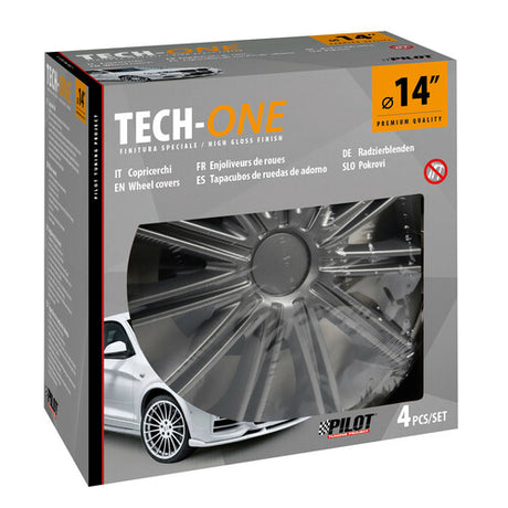 Lampa Radkappen, 4 Stück – Tech-One Dunkelschwarz lackiert – 14 Zoll