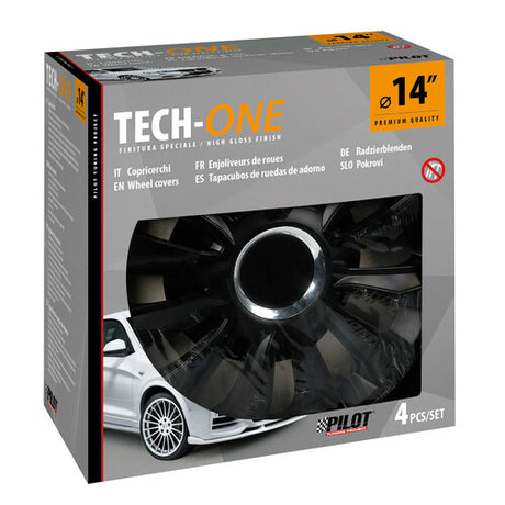 Lampa 4-Piece Car Wheel Covers - Painted Tech-One Avalone Pro Black - 14"