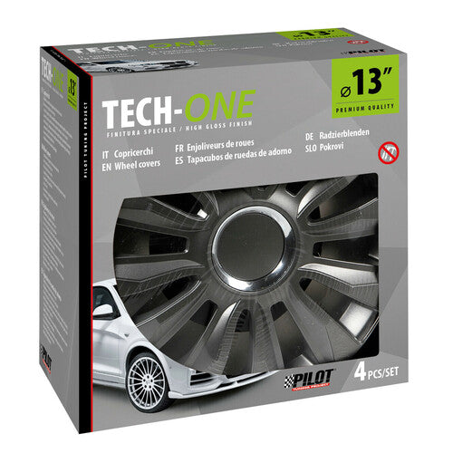 Lampa 4-teilige Radkappen - Lackiert Tech-One Avalone Pro Dark - 13"