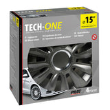 Lampa 4-teilige Radkappen - Tech-One Avalone Pro Dunkel lackiert - 15"